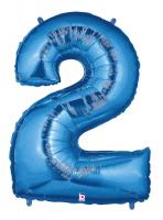 1 Folienballon Zahl 2  blau 